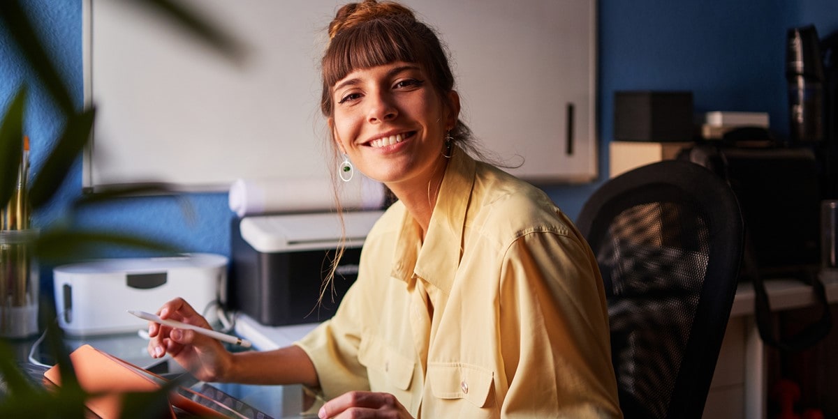 woman working at a desk